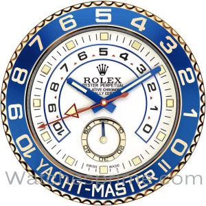 Rolex Wall Clock Yacht-Master II White Dial Blue and Gold Bezel