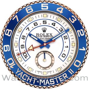 Rolex Wall Clock Yacht-Master II White Dial Blue and Rose Gold Bezel