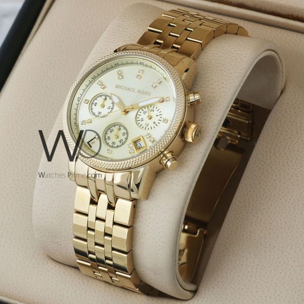 MICHAEL KORS Watch For Women With Gold Dial Stainless Steel Belt With Gold Color
