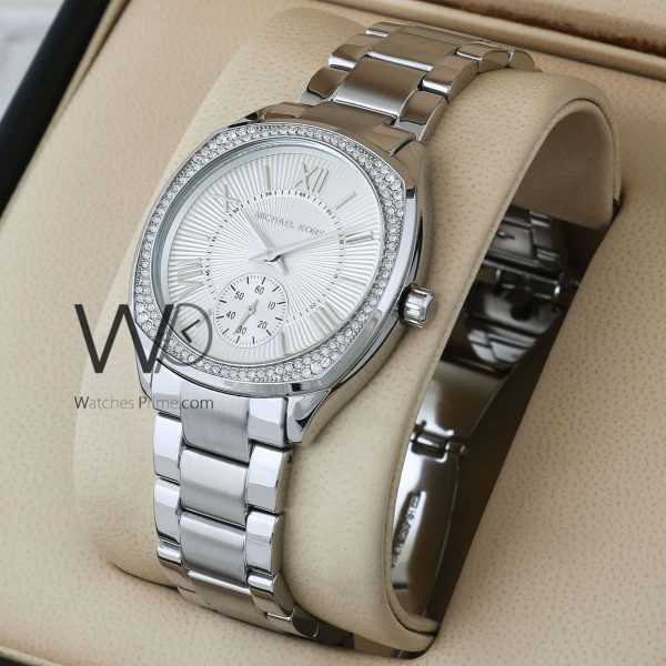 MICHAEL KORS Watch For Women With White Dial Stainless Steel Belt With Silver Color