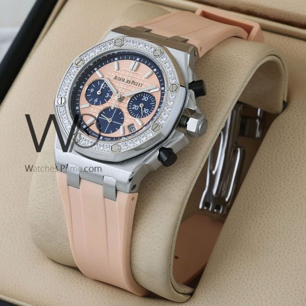 Audemars Piguet Watch For Women With Pink Dial Rubber Belt With Pink Color
