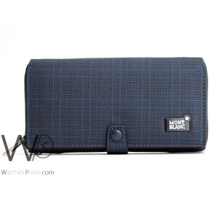 striped blue and white colored montblanc hand wallet bag for men