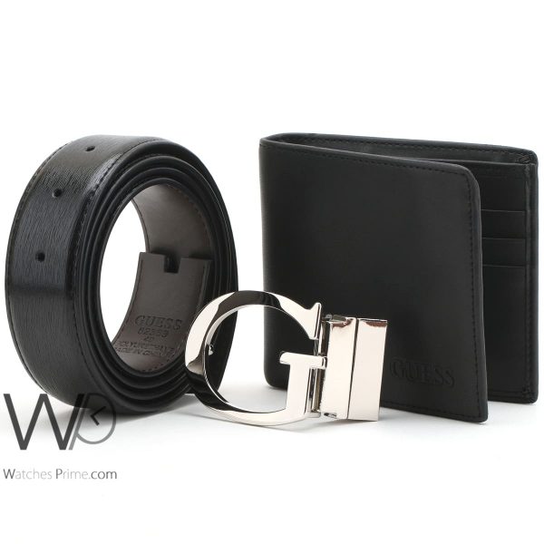 Guess wallet black and brown for men belt | Watches Prime