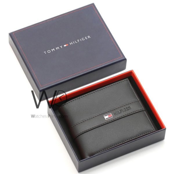 Tommy Hilfiger leather wallet for men black | Watches Prime