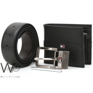 Tommy Hilfiger wallet and belt men black | Watches Prime