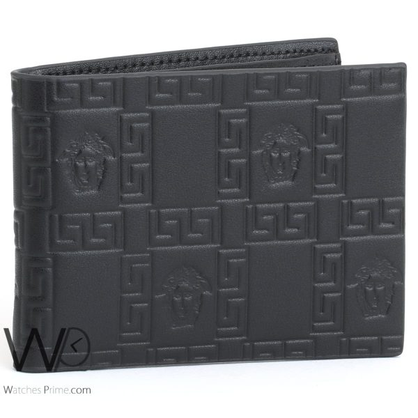 Versace black leather wallet for men | Watches Prime
