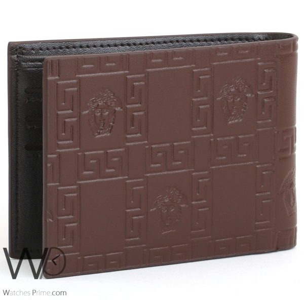 Versace brown leather wallet for men | Watches Prime