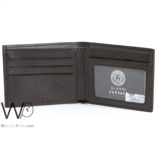 Versace brown leather wallet for men | Watches Prime