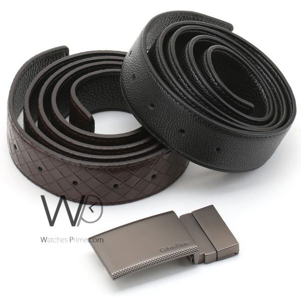 Calvin Klein CK leather belt black brown | Watches Prime