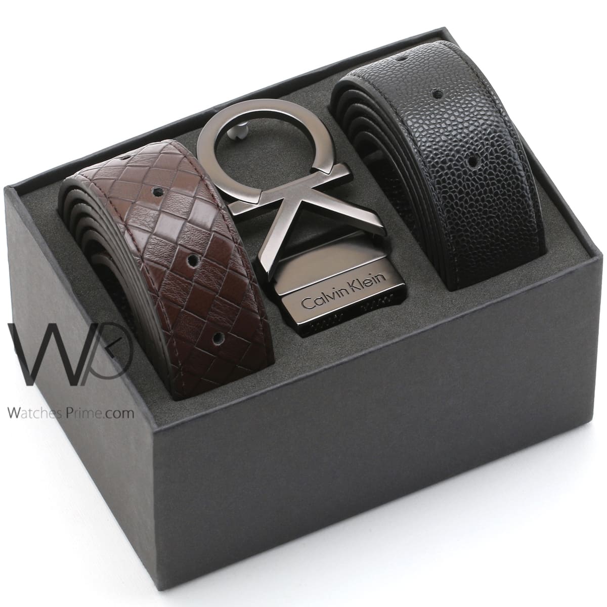 Calvin Klein CK black brown leather belt | Watches Prime