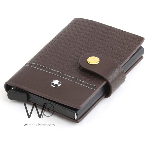 Mont blanc card holder wallet for men brown | Watches Prime