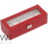 5 Grids Watch Storage Box Red Leather | Watches Prime