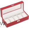 5 Grids Watch Storage Box Red Leather | Watches Prime