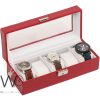 5 Grids Watch Storage Box Red Leather | Watches Prime