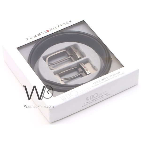 Tommy Hilfiger belt black 2 buckle for men | Watches Prime