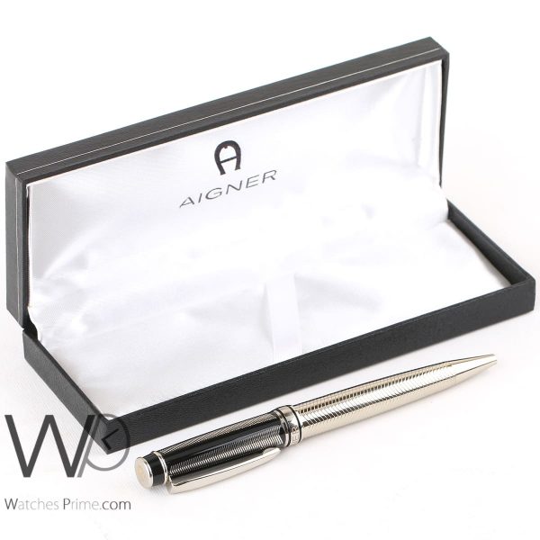 Aigner ball point ink pen black silver | Watches Prime