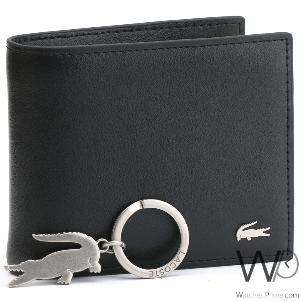 Lacoste wallet and keychain for men black Watches Prime