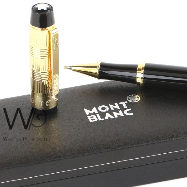 mont blanc roller ball ink black and gold | Watches Prime