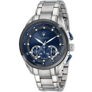R8873612014 maserati watch quartz chronograph mens blue dial silver stainless steel metal traguardo