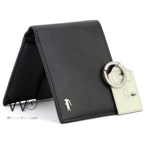 Lacoste black wallet and keychain for men | Watches Prime