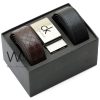 Calvin klein for men black and brown leather belt box