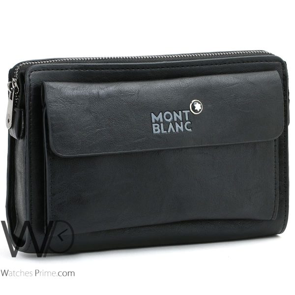 Montblanc Hand Wallet Black Leather Bag | Watches Prime
