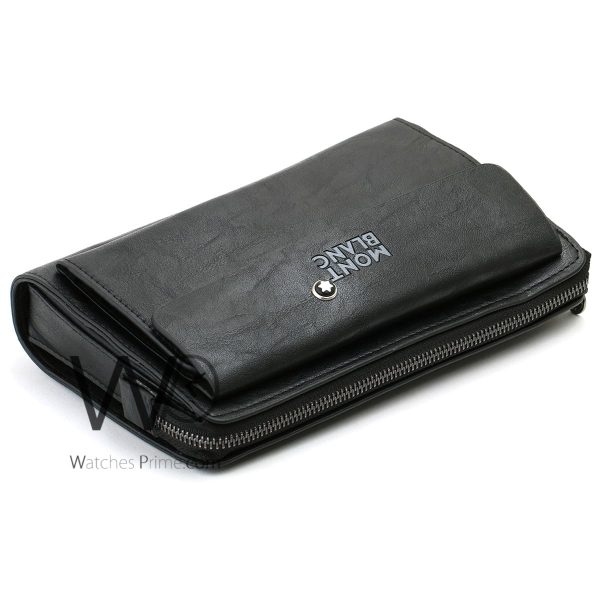 Montblanc Hand Wallet Black Leather Bag | Watches Prime