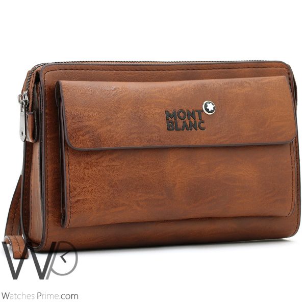 Montblanc Hand Wallet Leather Brown Bag | Watches Prime