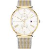 1782074 tommy hilfiger watch women white dial stainless steel metal silver gold mesh two tone strap quartz analog day date month jenna