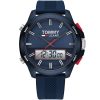 1791761 tommy hilfiger watch men blue dial rubber strap quartz digital analog dual time jeans