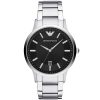 Ar11181 emporio armani watch men black dial stainless steel metal silver strap quartz analog three hand renato