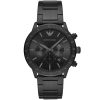 Ar11242 emporio armani watch men black dial stainless steel metal strap quartz analog chronograph mario