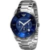 Ar5860 emporio armani watch men blue dial stainless steel metal silver strap quartz analog chronograph retro