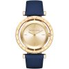 Mk2526 michael kors watch women gold dial leather blue strap quartz analog two hand averi