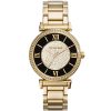 Mk3338 michael kors watch women black dial stainless steel metal gold strap quartz analog three hand catlin