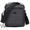 Lacoste crossbody messenger shoulder black leather bag for men