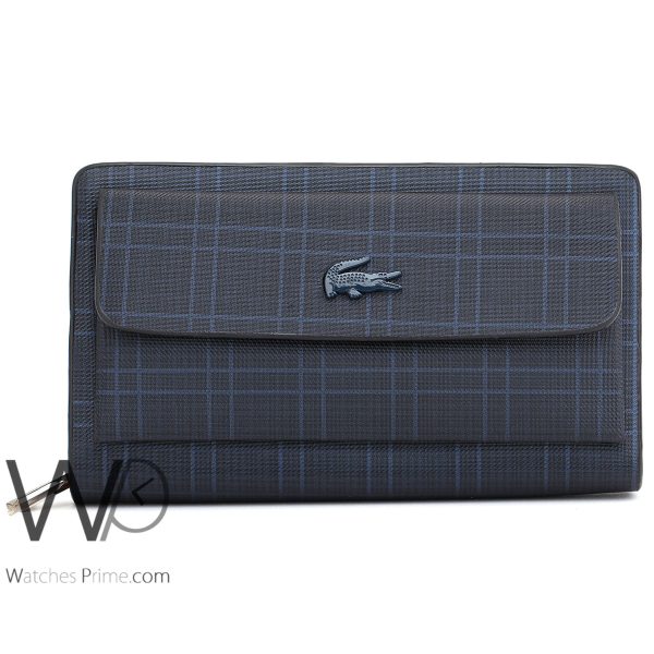 Lacoste handbag leather blue for men | Watches Prime