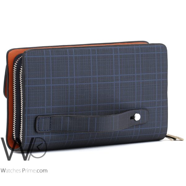 Lacoste handbag leather blue for men | Watches Prime