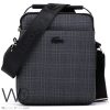 Lacoste messenger crossbody black leather shoulder bag for men
