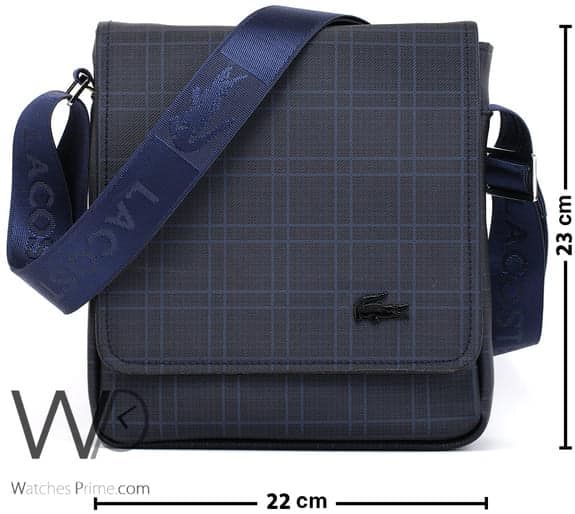 Lacoste blue leather Crossbody flap bag men | Watches Prime
