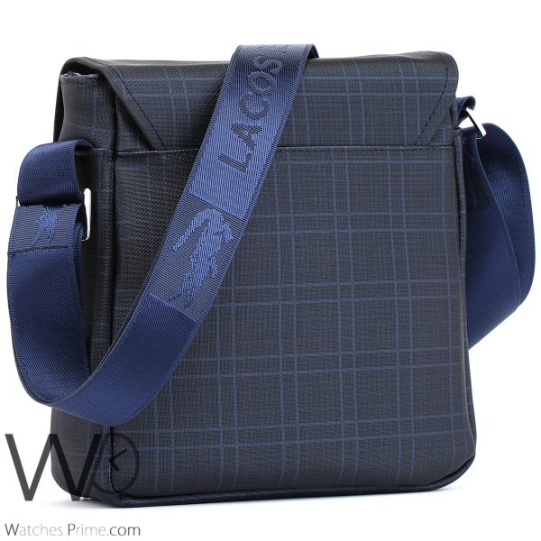 Lacoste blue leather Crossbody flap bag men | Watches Prime