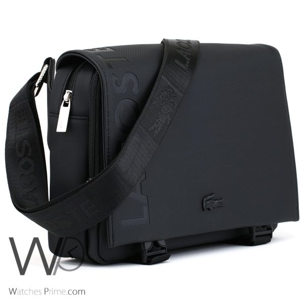 Lacoste black mini laptop messenger bag men | Watches Prime