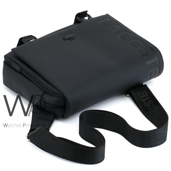 Lacoste black mini laptop messenger bag men | Watches Prime