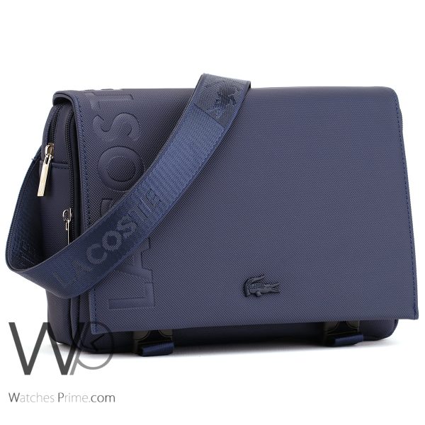 Lacoste blue mini laptop messenger bag men | Watches Prime