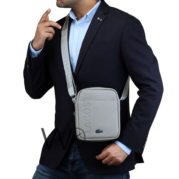 Lacoste leather grey Crossbody Bag for men | Watches Prime