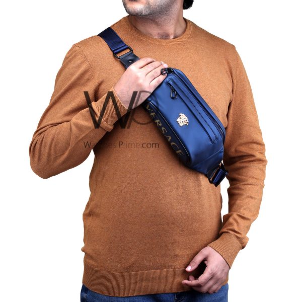 Versace couture pouch waist bag blue men | Watches Prime