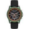 Ax1348 armani exchange watch men black dial rubber strap quartz analog chronograph outerbanks