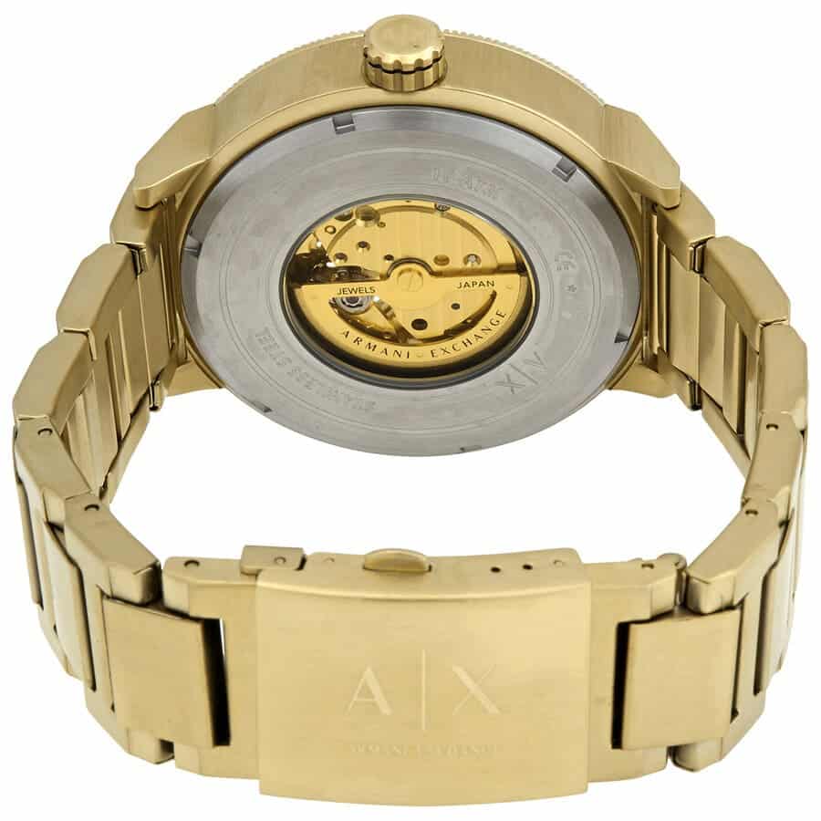 ax1417 armani exchange watch men gold dial stainless steel metal strap automatic analog three hand atlc 6