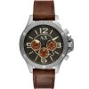 Ax1518 armani exchange watch men gray dial leather brown strap quartz analog chronograph wellworn