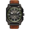 Ax1652 armani exchange watch men black dial suede brown strap quartz analog square chronograph takedown